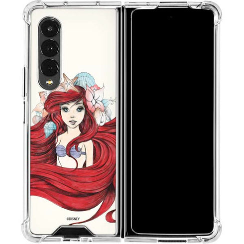 Disney The Little Mermaid Ariel Illustration Galaxy Z Fold4 5G Clear Case